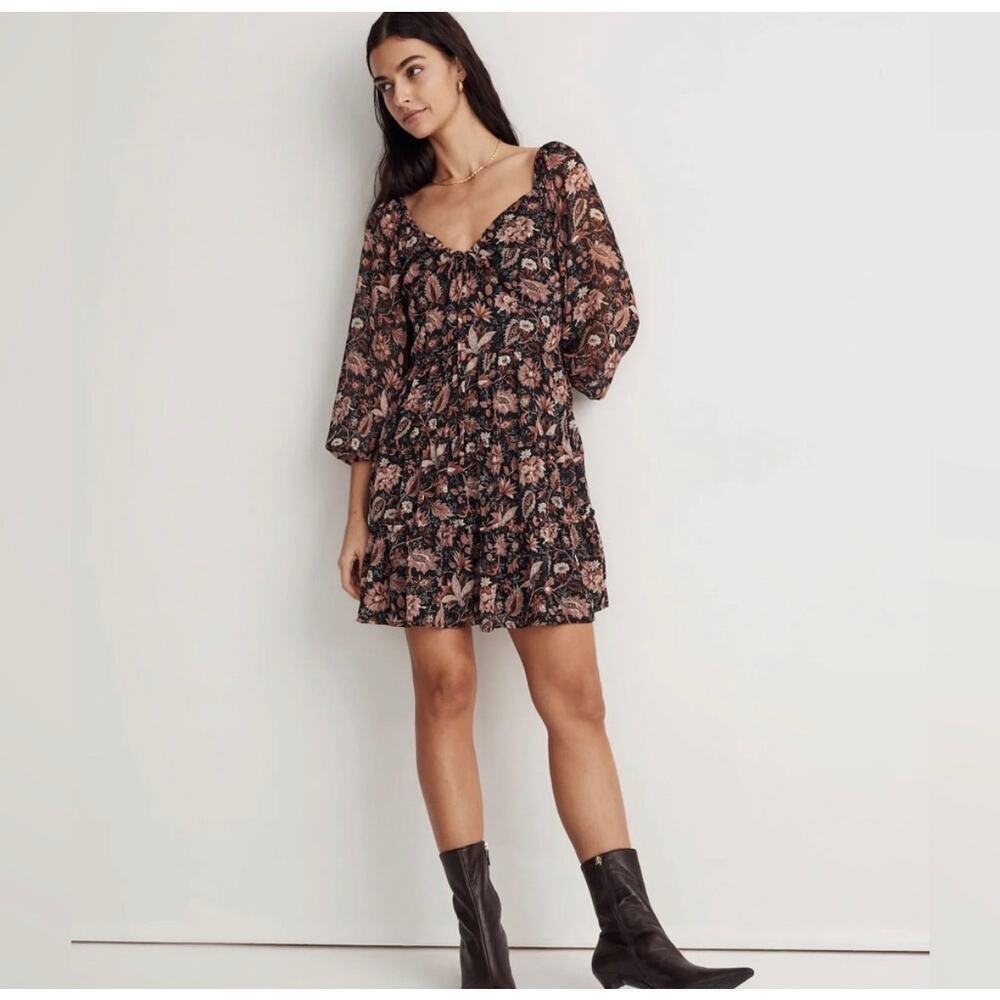 Madewell Amalia Tiered Minidress in the Pampas Blooms floral print